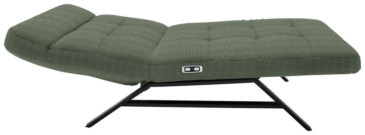 RELAXLIEGE in Cord Olivgrün  - Schwarz/Olivgrün, Design, Textil/Metall (120/54-113/158-198cm) - Pure Home Lifestyle