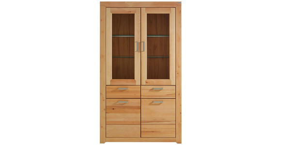 VITRINE Buche teilmassiv Buchefarben - Buchefarben/Grau, Natur, Glas/Holz (112/195/40cm) - Cantus