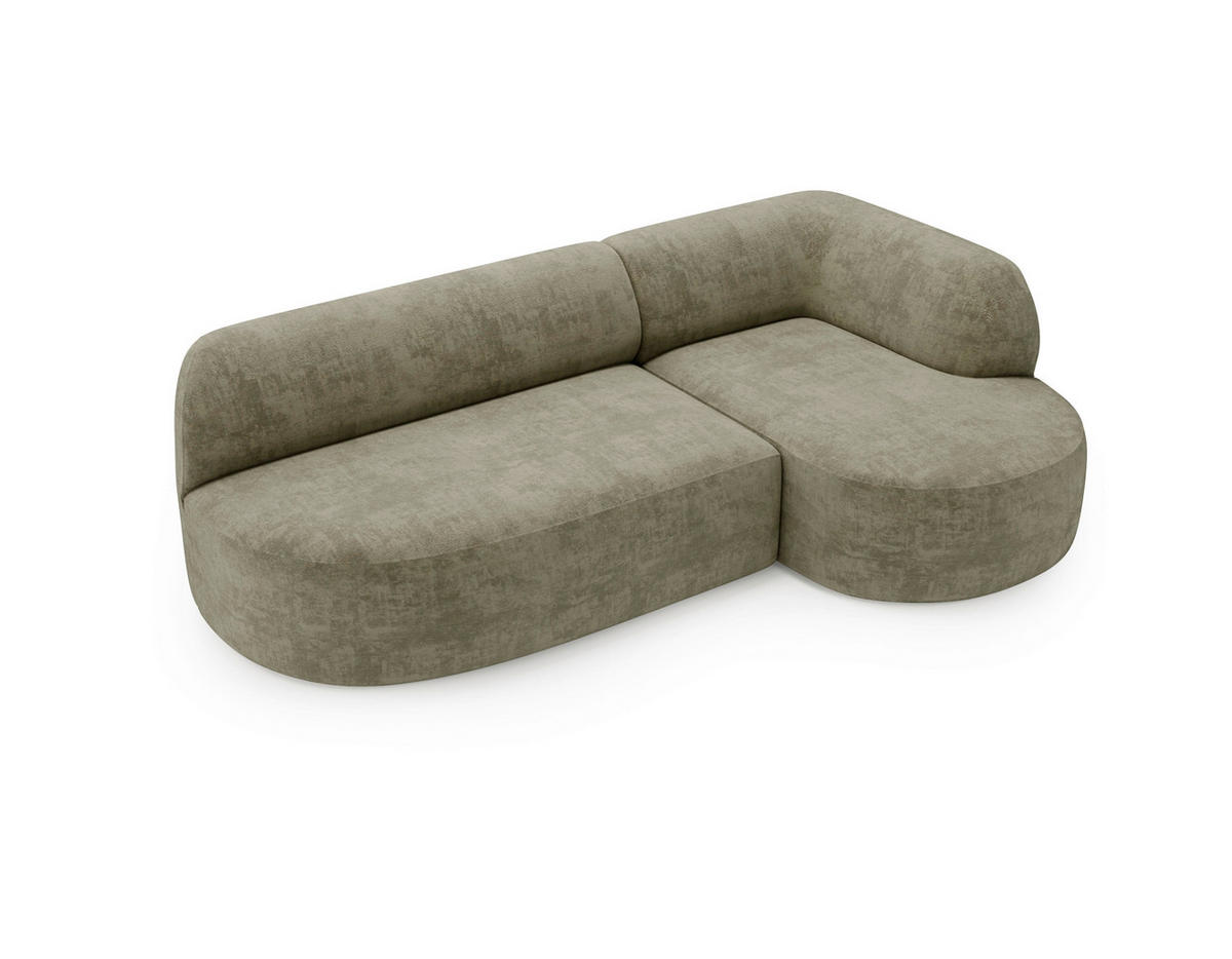 ECKSOFA Chenille Grün  - Schwarz/Grün, Design, Kunststoff/Textil (218/156cm) - Livetastic