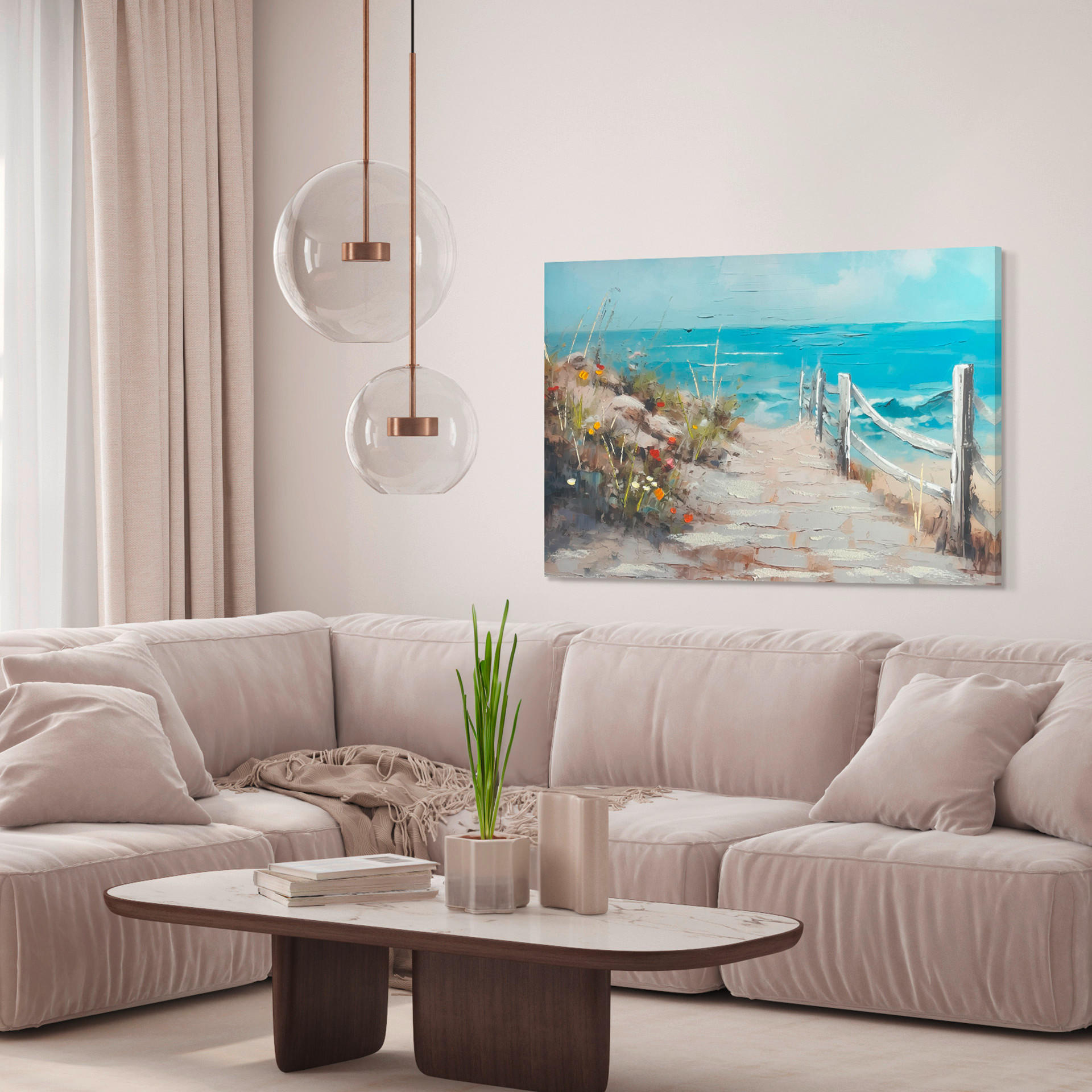 PICTURĂ ÎN ULEI 100/70 cm - maro/albastru, Basics, textil/material pe bază de lemn (100/70cm) - Monee