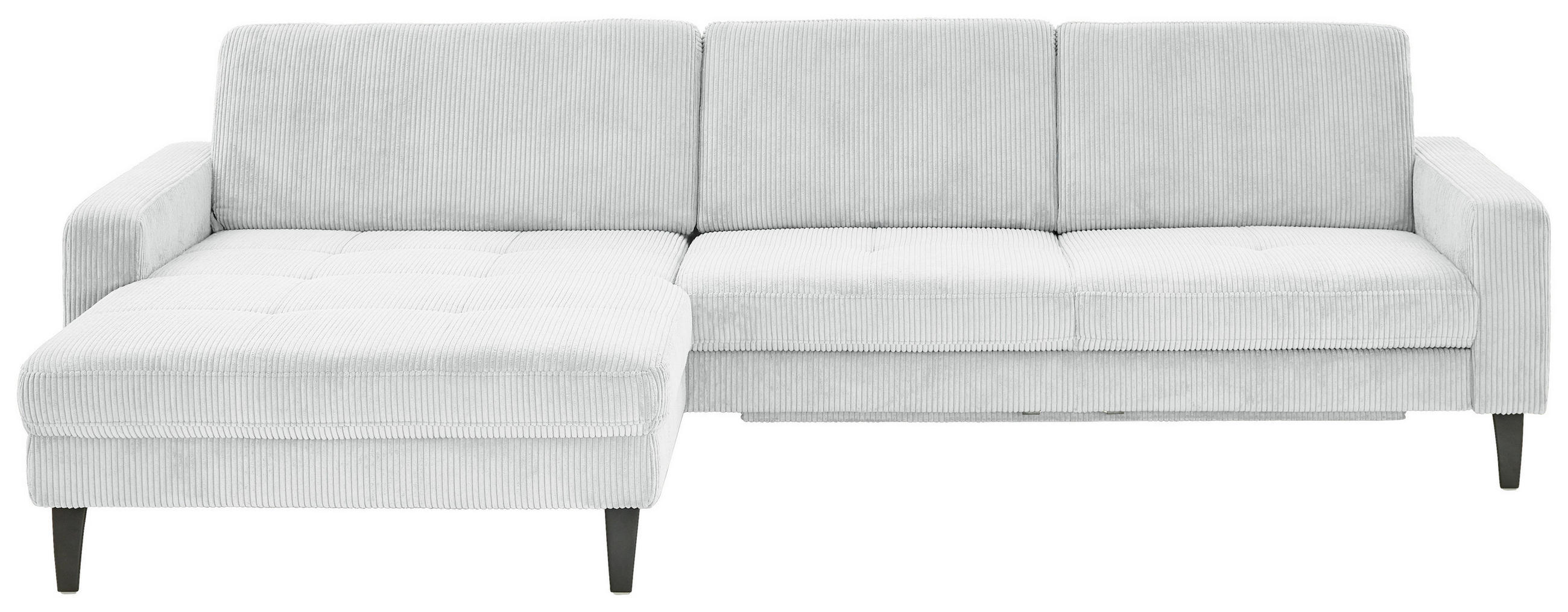 ECKSOFA in Cord Silberfarben  - Silberfarben/Schwarz, Modern, Textil/Metall (177/302cm) - Beldomo Style