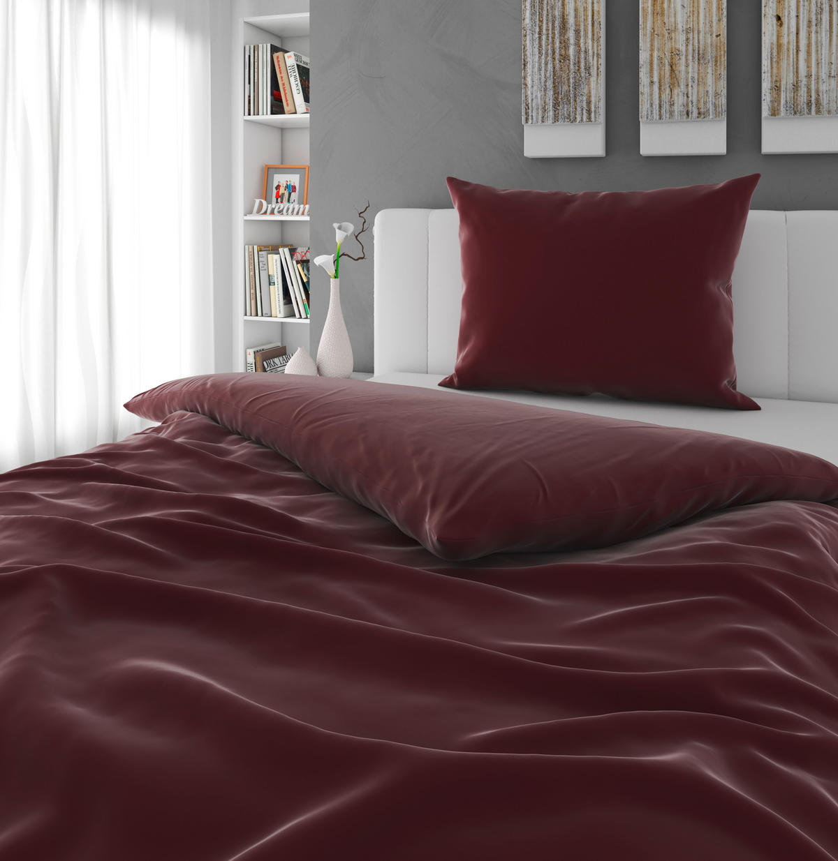 BETTWÄSCHE TANJA Satin 140/200 cm  - Weinrot, Basics, Textil (140/200cm) - Novel