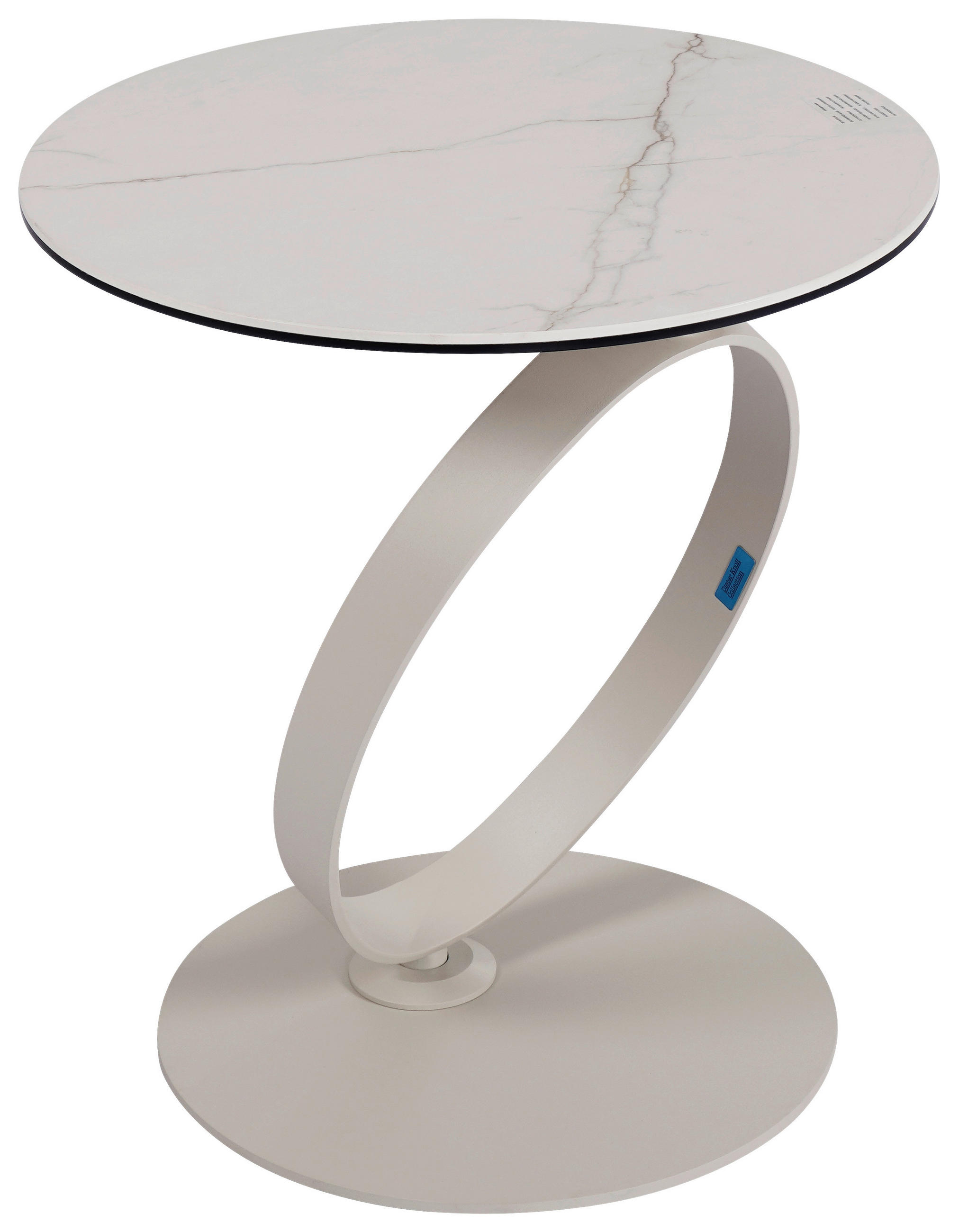 BEISTELLTISCH 50/50/54 cm Weiß, Beige rund  - Beige/Weiß, Design, Glas/Keramik (50/50/54cm) - Dieter Knoll