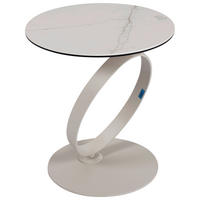 BEISTELLTISCH 50/50/54 cm Weiß, Beige rund  - Beige/Weiß, Design, Glas/Keramik (50/50/54cm) - Dieter Knoll