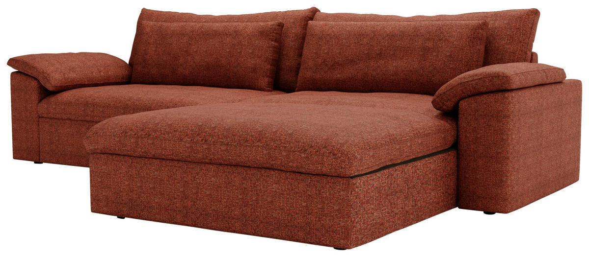 ECKSOFA  in Webstoff Rostfarben  306/198 cm  - Rostfarben/Schwarz, MODERN, Kunststoff/Textil (306/198cm) - Carryhome
