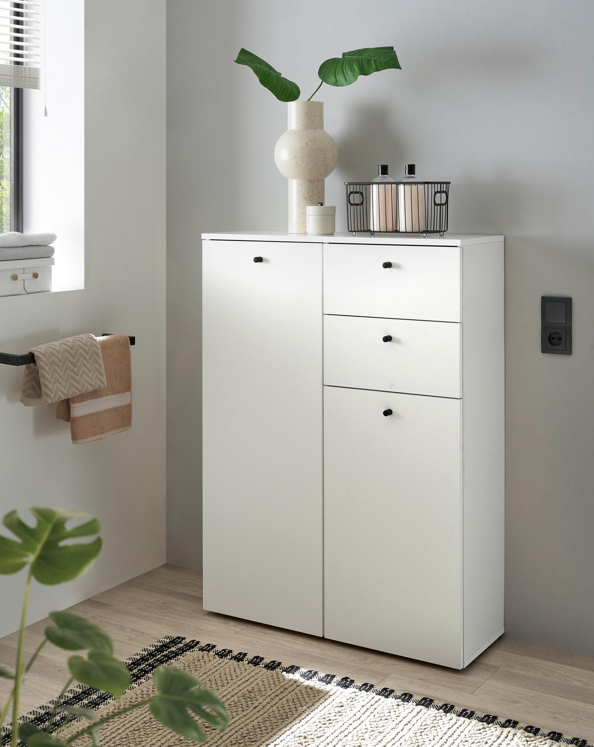 MIDISCHRANK 80/110/30 cm  - Weiss/Schwarz, Modern, Holzwerkstoff/Kunststoff (80/110/30cm) - MID.YOU