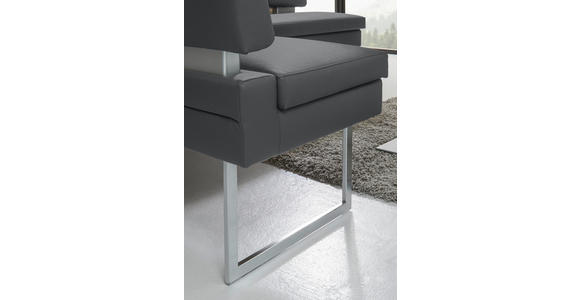 ECKBANK 200/158 cm in Grau, Edelstahlfarben - Edelstahlfarben/Grau, Design, Textil/Metall (200/158cm) - Dieter Knoll