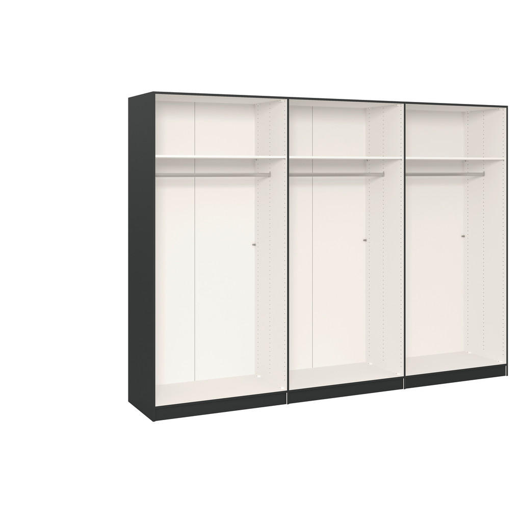 Thumbnail - Boxxx Drehtürenschrank, Anthrazit, Schwarz, Holzwerkstoff, 3 Fächer, 303x195x59 cm, erweiterbar, Beimöbel erhältlich, um...