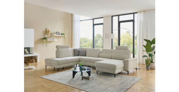 WOHNLANDSCHAFT Dieter Knoll Greige Chenille  - Greige/Schwarz, Design, Textil/Metall (235/349/175cm) - Dieter Knoll