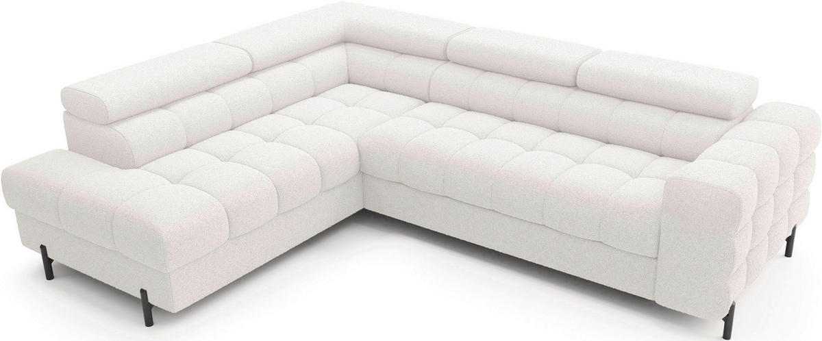 ECKSOFA Weiß Plüsch  - Schwarz/Weiß, Design, Textil/Metall (200/276cm) - MID.YOU