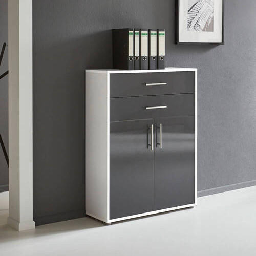 AKTENSCHRANK Weiß, Anthrazit Hochglanz  - Anthrazit Hochglanz/Weiß, MODERN, Holzwerkstoff (84,5/114/33cm) - MID.YOU