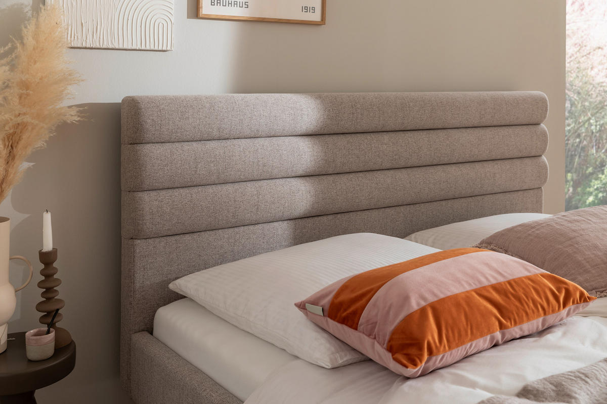 POLSTERBETT 180/200 cm, inkl.  in Beige  - Beige/Schwarz, MODERN, Textil (180/200cm) - MID.YOU