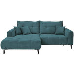 ECKSOFA in Cord Petrol  175/250 cm  - Petrol/Schwarz, KONVENTIONELL, Textil/Metall (175/250cm) - Carryhome