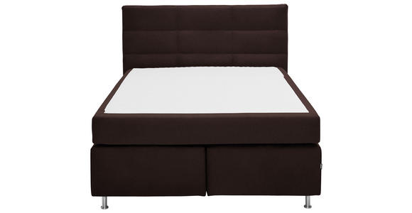 BOXSPRINGBETT 140/200 cm  in Dunkelbraun  - Dunkelbraun/Alufarben, KONVENTIONELL, Textil/Metall (140/200cm) - Dieter Knoll