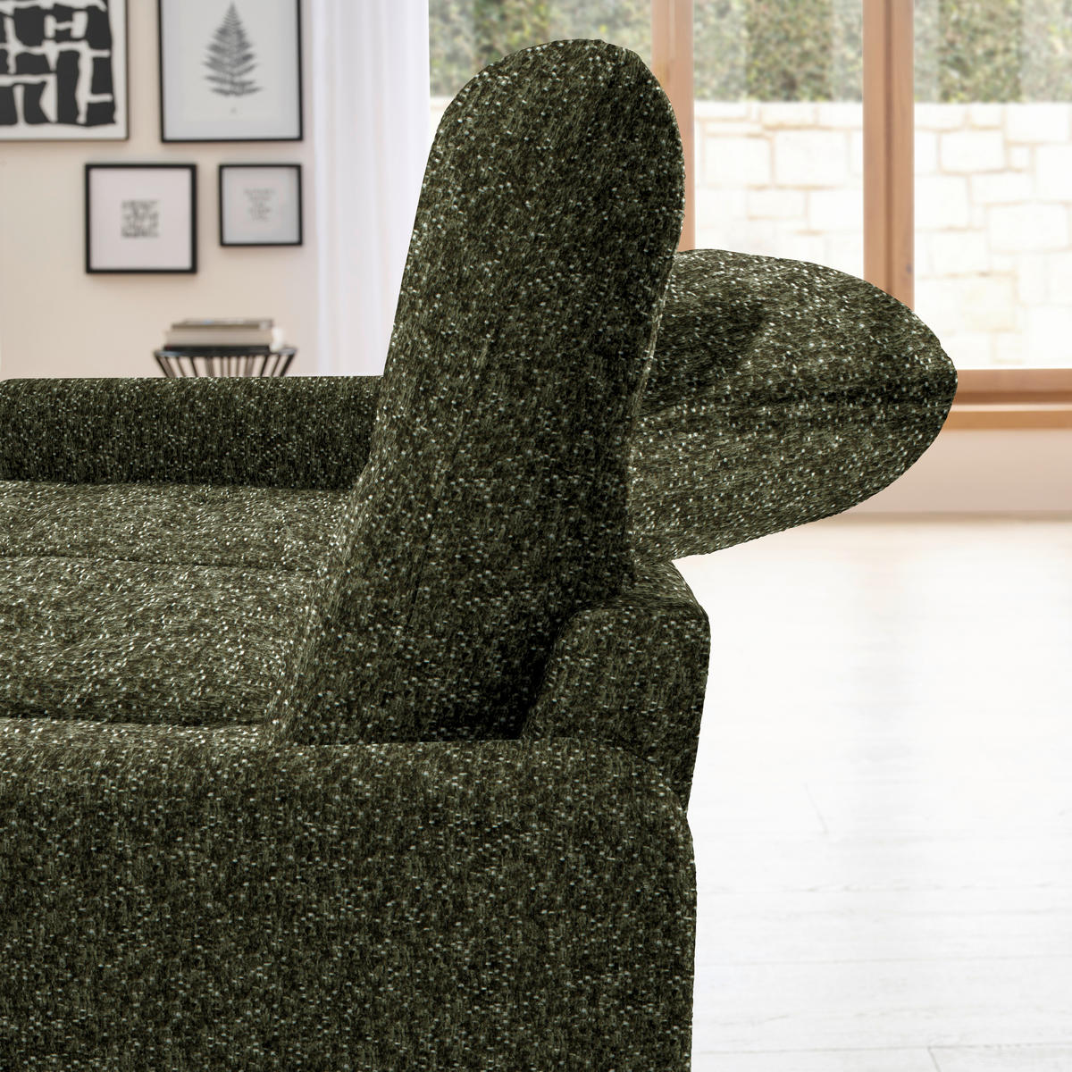 CloseUp von Livetastic ECKSOFA Olivgrün Chenille.
