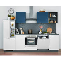 EINBAUKÜCHE   - Weiß/Dunkelblau, KONVENTIONELL, Holzwerkstoff - Welnova