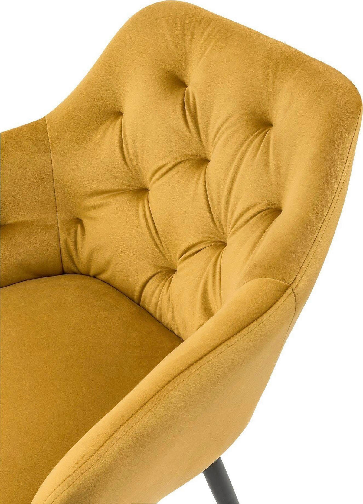 ARMLEHNSTUHL  in Samt  - Gelb/Schwarz, MODERN, Textil/Metall (61/85/45cm) - Livetastic