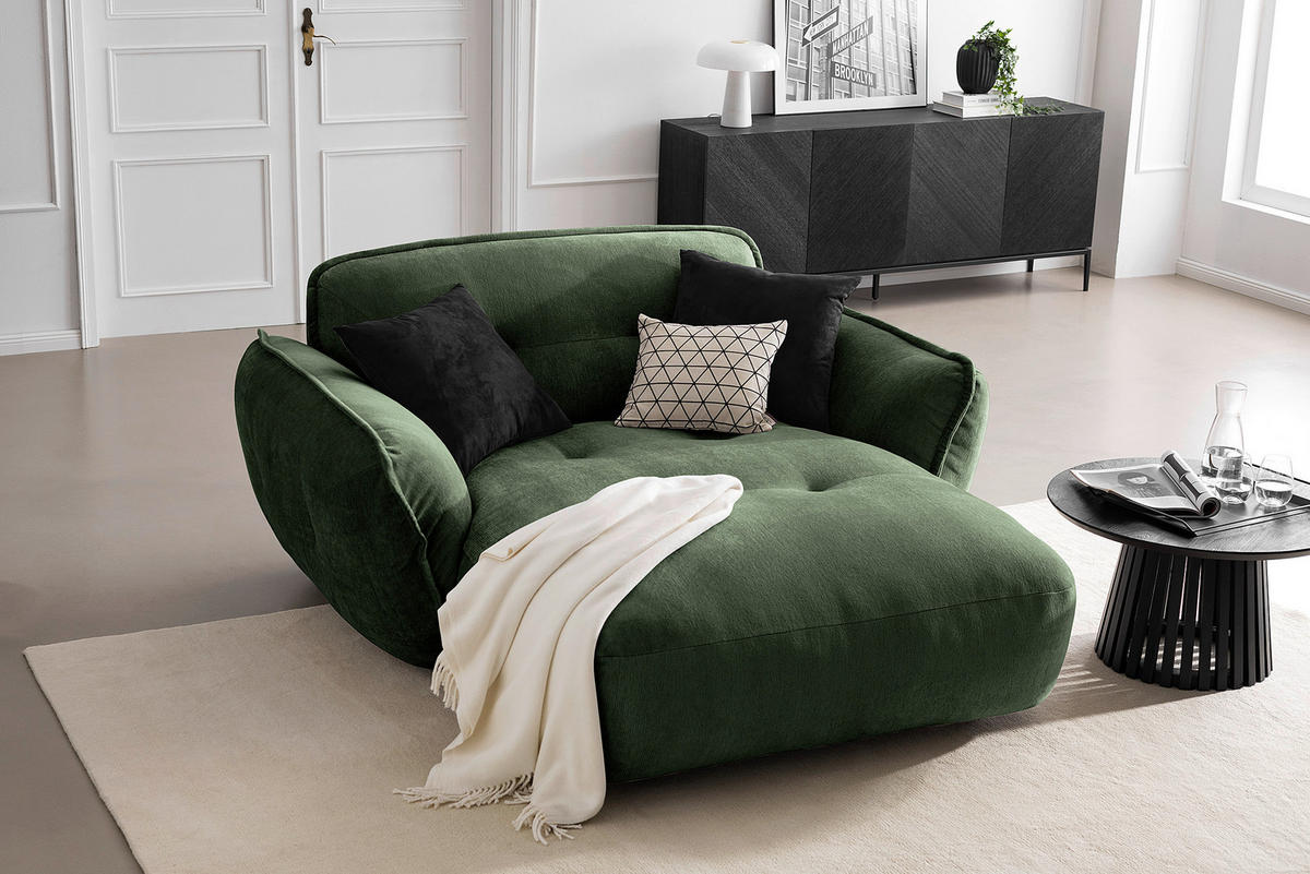 XXL-SESSEL in Chenille Dunkelgrün  - Dunkelgrün/Schwarz, Modern, Kunststoff/Textil (182/87/184cm) - Trendmanufaktur