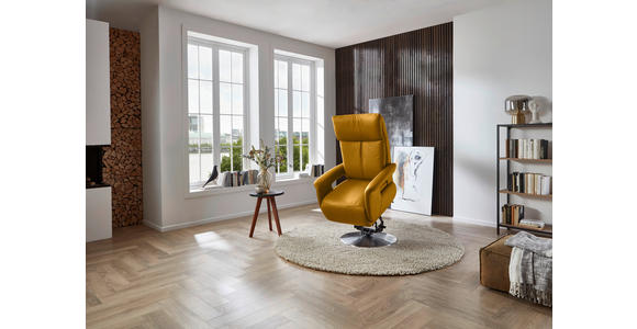 RELAXSESSEL in Leder Currygelb - Currygelb/Edelstahlfarben, Design, Leder/Metall (78/112/85cm) - Cantus