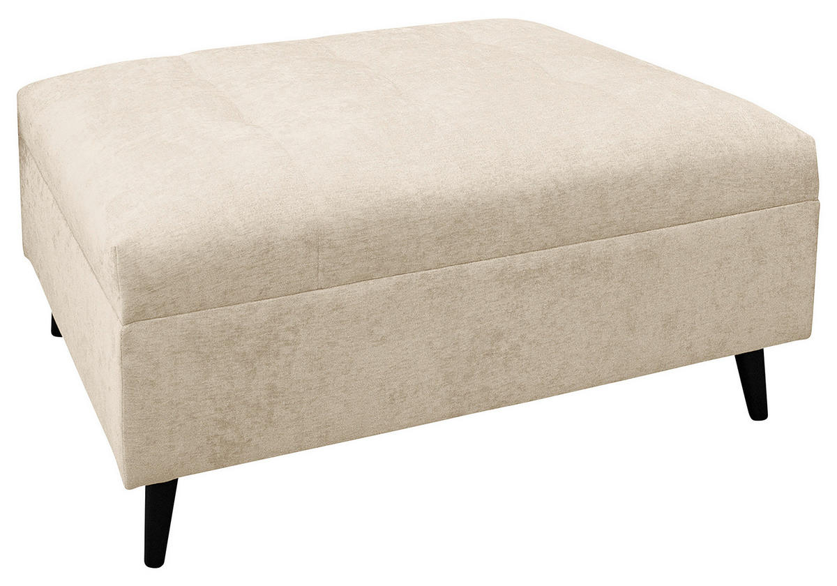 Ecksofa inkl. Hocker in Flachgewebe Beige  - Beige/Schwarz, Design, Holz/Textil (247/174cm) - MID.YOU