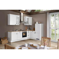 ECKKÜCHE 290/185,4 cm  Weiss  - Weiss/Eichefarben, Basics, Glas/Holzwerkstoff (290/185,4cm) - Impuls