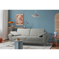 3-SITZER-SOFA Webstoff Grau  - Chromfarben/Grau, Design, Textil/Metall (187/85/92cm) - Livetastic