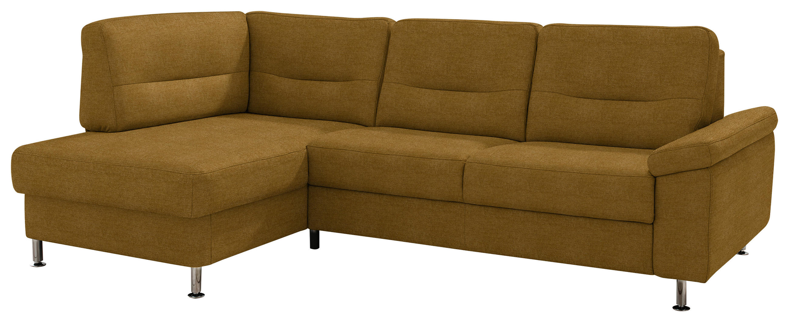 ECKSOFA Flachgewebe Currygelb  - Currygelb/Alufarben, Konventionell, Textil/Metall (160/244cm) - Beldomo Comfort
