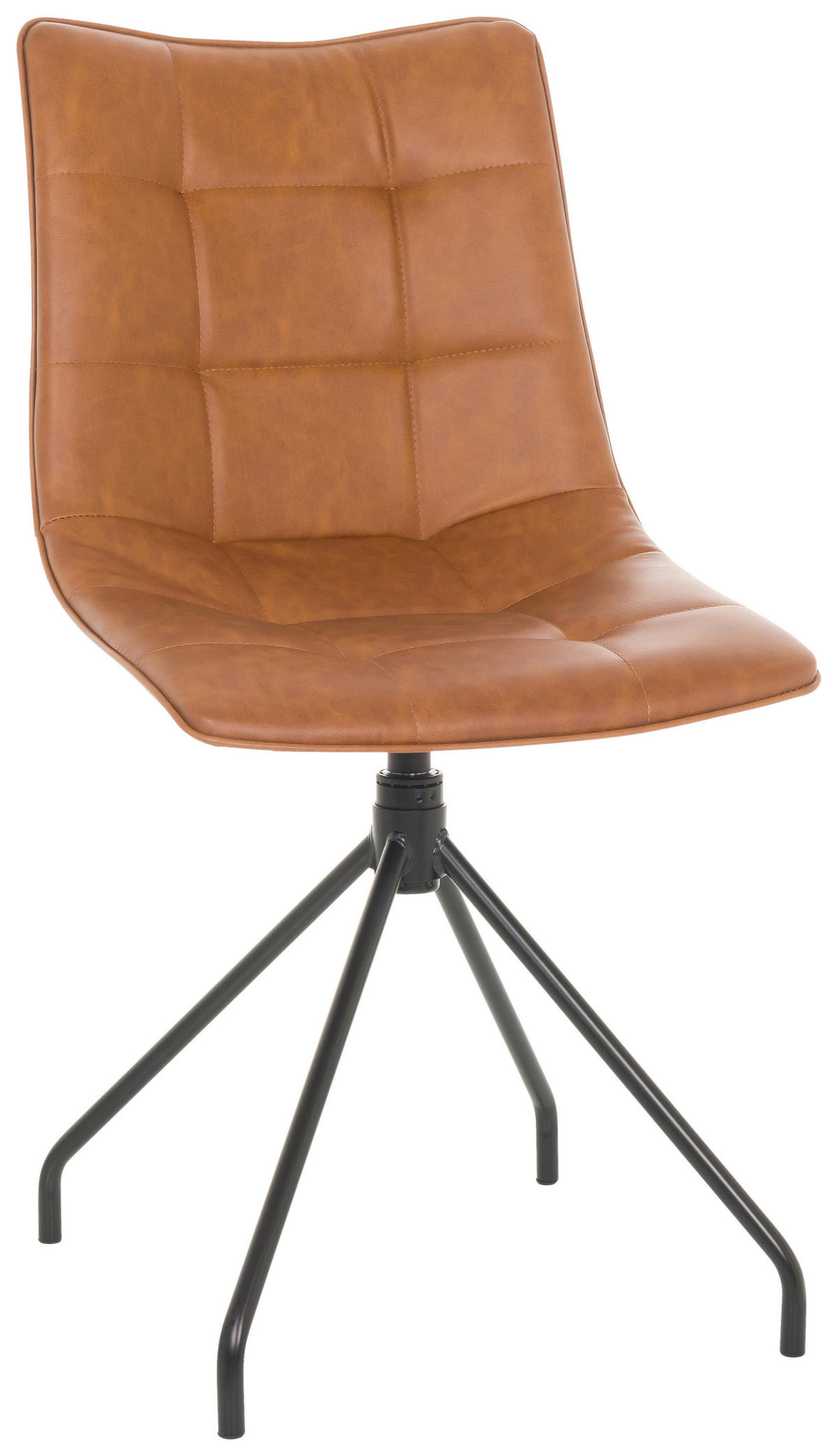 BESUCHERSTUHL Braun  - Schwarz/Braun, Basics, Leder/Metall (48/93/52cm) - MID.YOU