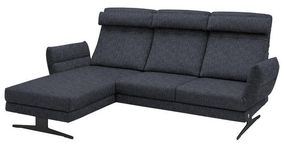 ECKSOFA  in Flachgewebe Grau  176-217/279-327 cm  - Schwarz/Grau, Design, Textil/Metall (176-217/279-327cm) - Dieter Knoll