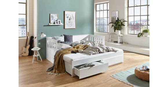 AUSZIEHBETT 90-180/200 cm  in Weiß  - Weiß, KONVENTIONELL, Holz/Holzwerkstoff (90-180/200cm) - Carryhome
