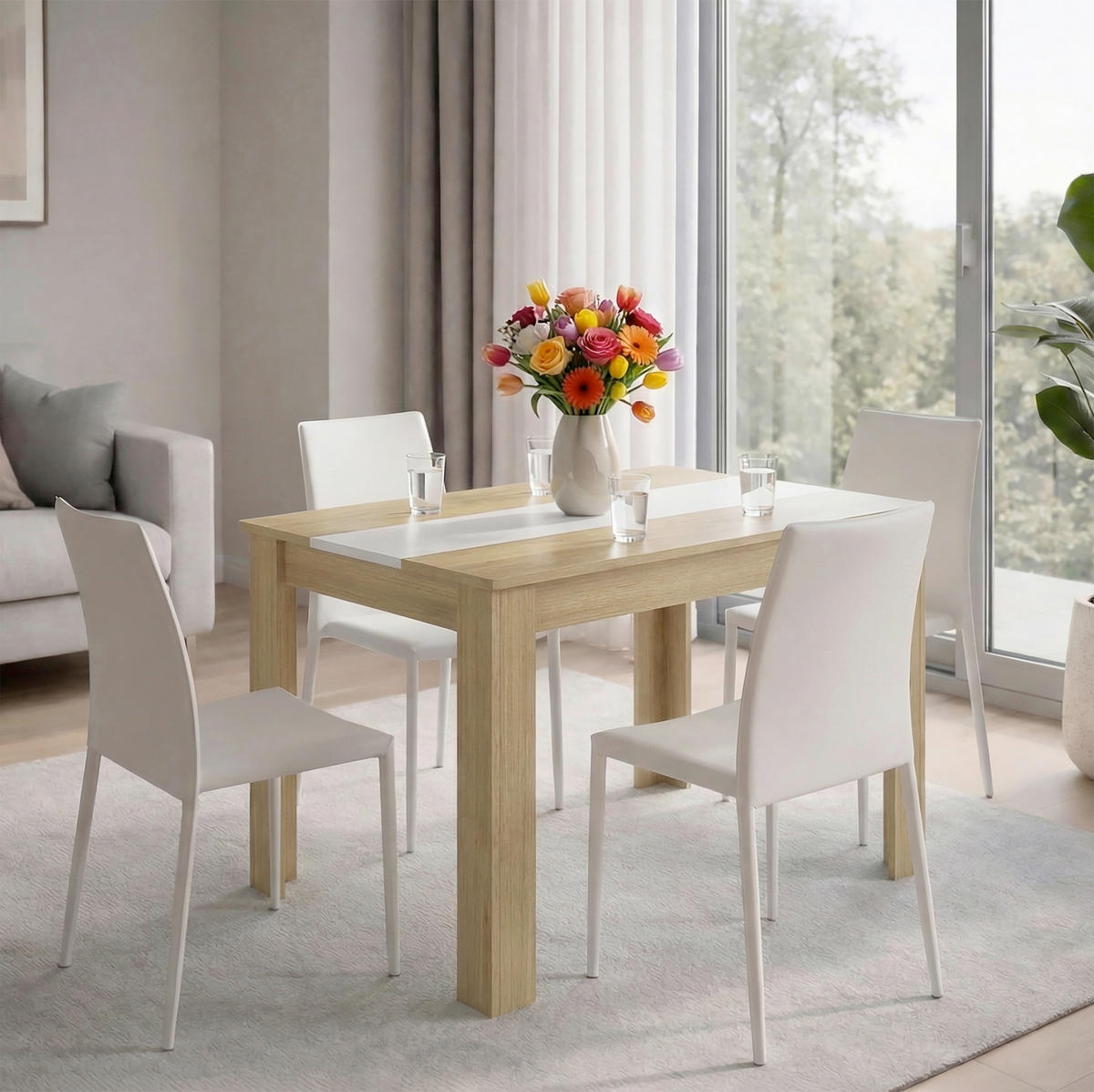 ÉTKEZŐASZTAL - méztölgy színű/fehér, Modern, faalapú anyag (115/80/75cm) - MID.YOU