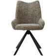 STUHL  in Eisen Chenille Metall, Textil  - Schwarz/Braun, Design, Textil/Metall (55/89/61cm) - Ambia Home