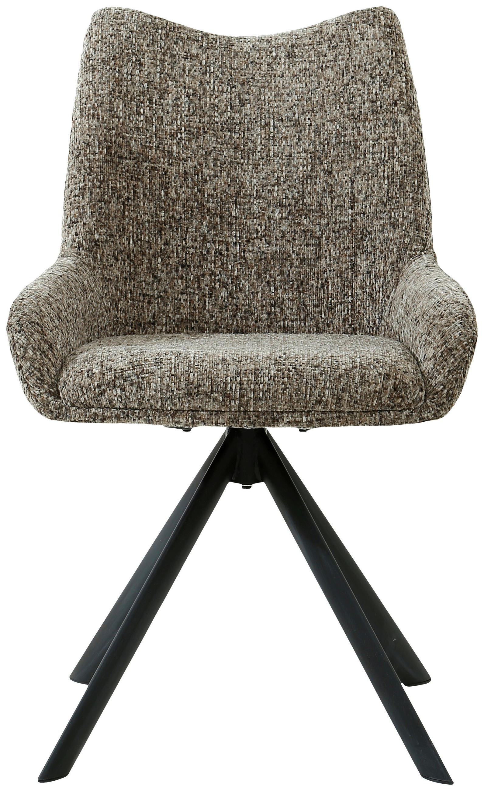 STUHL  in Eisen Chenille Metall, Textil  - Schwarz/Braun, Design, Textil/Metall (55/89/61cm) - Ambia Home