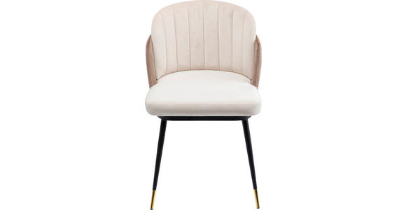 STUHL , , Samt  - Beige/Goldfarben, Design, Textil/Metall (52/81/58cm) - Ambia Home