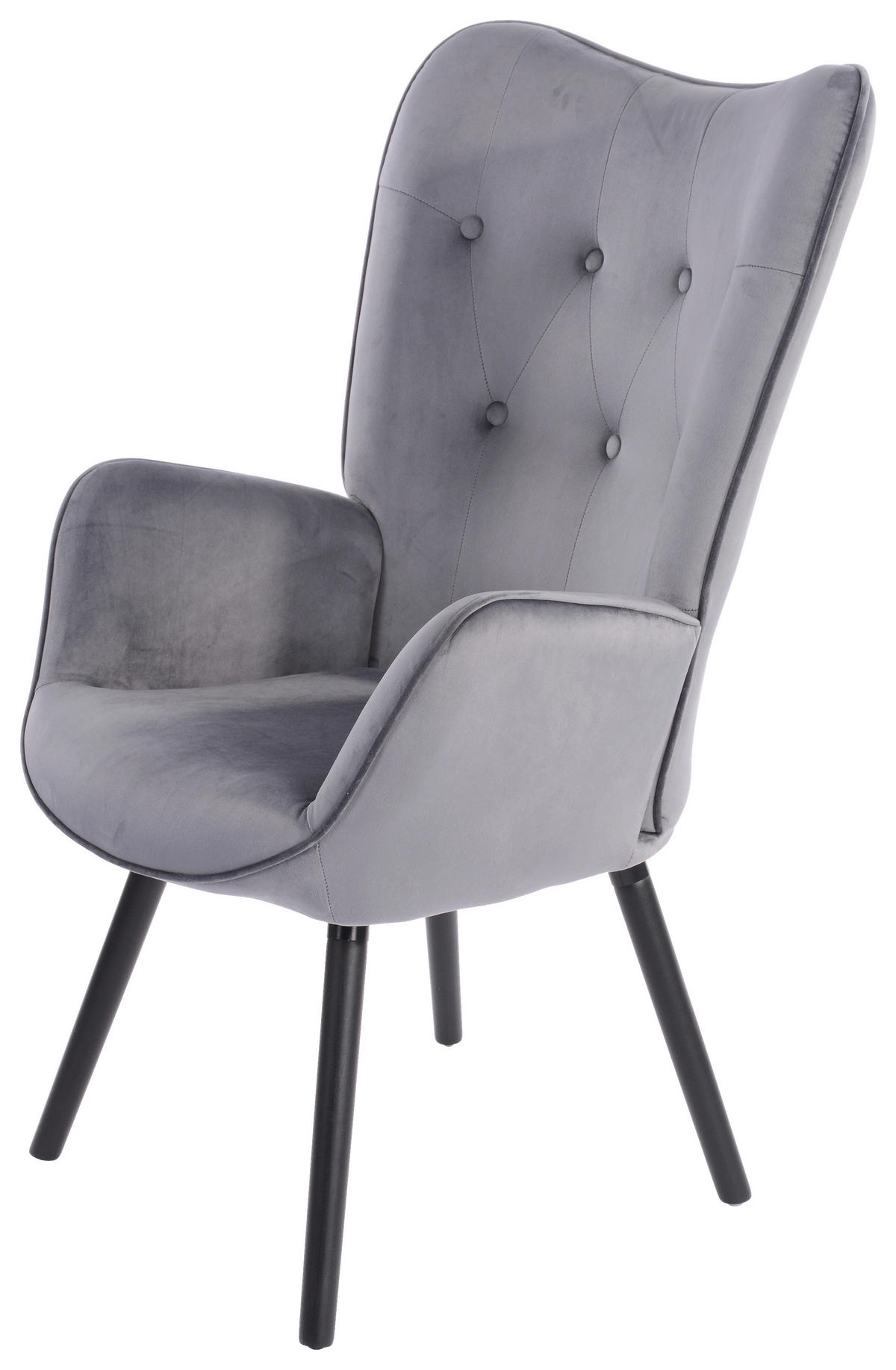 SESSEL Samt Grau    - Schwarz/Grau, Design, Holz/Textil (66/109/71cm) - Ti'me