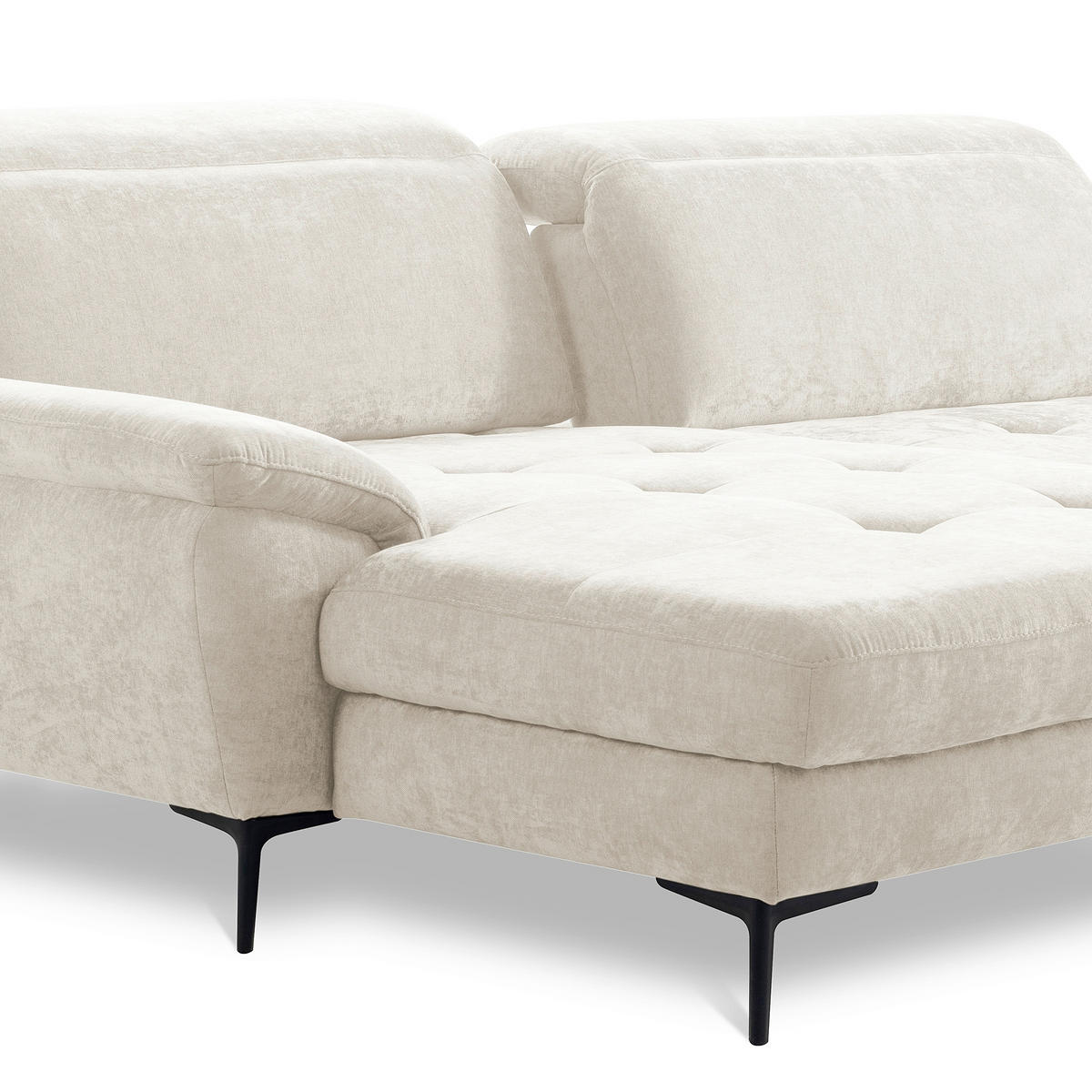 ECKSOFA  Webstoff Creme  - Creme/Schwarz, Design, Textil/Metall (195/268cm) - Livetastic