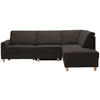 ECKSOFA in Flachgewebe Dunkelbraun  261/203 cm  - Eichefarben/Dunkelbraun, KONVENTIONELL, Holz/Textil (261/203cm) - Sedda