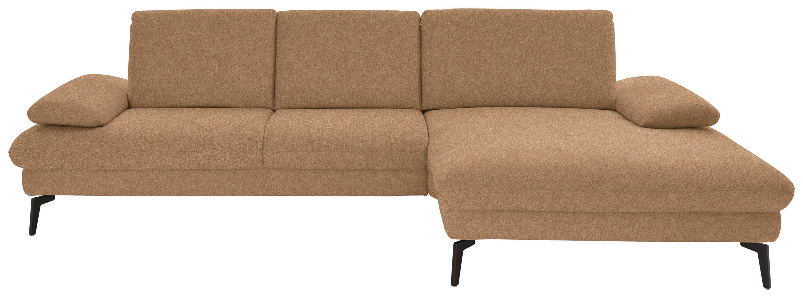 ECKSOFA in Chenille, Mikrofaser Cappuccino  - Schwarz/Cappuccino, Design, Textil/Metall (299/157cm) - Dieter Knoll
