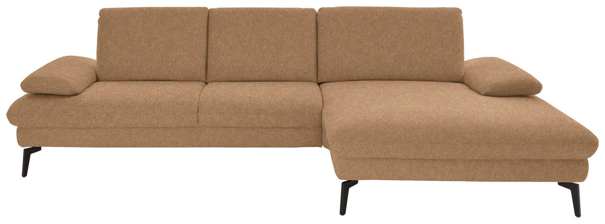 ECKSOFA in Chenille, Mikrofaser Cappuccino  - Schwarz/Cappuccino, Design, Textil/Metall (299/157cm) - Dieter Knoll