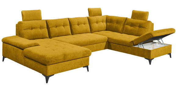 WOHNLANDSCHAFT Gelb Webstoff - Gelb/Schwarz, KONVENTIONELL, Kunststoff/Textil (170/324/218cm) - Carryhome
