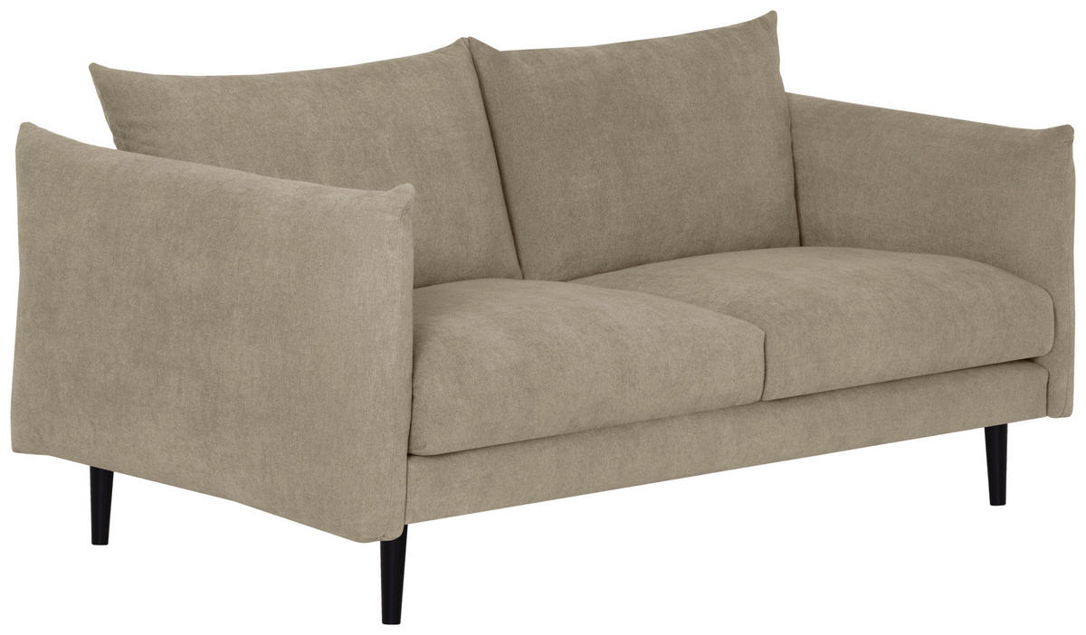 3-SITZER-SOFA Flachgewebe Beige  - Beige/Schwarz, Konventionell, Holz/Textil (212/86/102cm) - MID.YOU