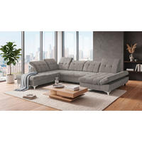 WOHNLANDSCHAFT Mikrovelours Taupe  - Taupe/Kaschmir, Modern, Kunststoff/Textil (245/348/168cm) - MID.YOU