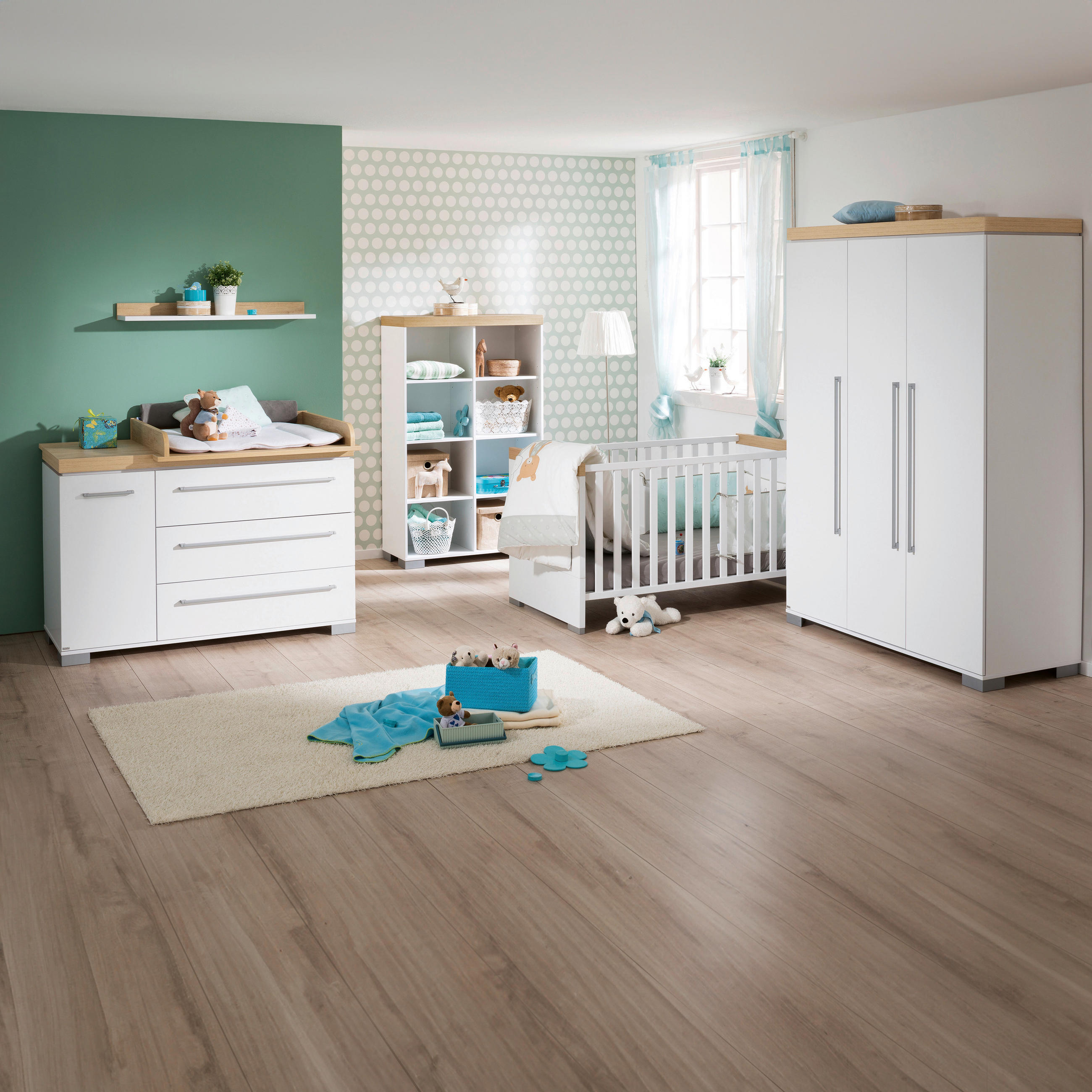 BABYREGAL Kira Eiche Nebraska/Kreideweiß Eichefarben, Weiß - Eichefarben/Silberfarben, Basics, Holzwerkstoff (111,8/135,3/37,9cm) - Paidi