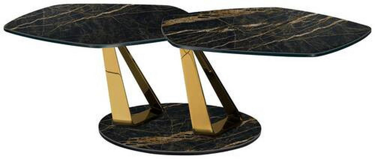 COUCHTISCH in Keramik  - Goldfarben/Schwarz, Design, Keramik/Metall (72-127/43/72cm) - Naos