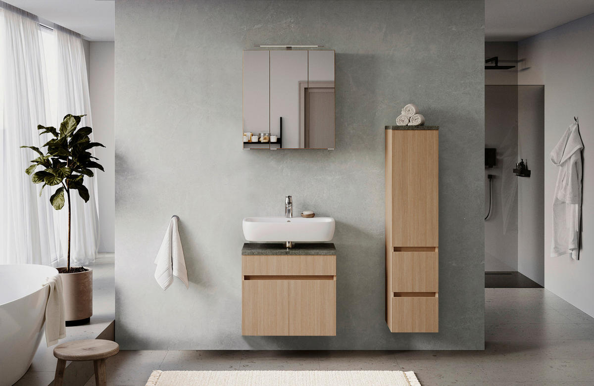 MIDISCHRANK 30/131/35 cm  - Eichefarben/Silberfarben, KONVENTIONELL, Holzwerkstoff/Kunststoff (30/131/35cm) - Xora