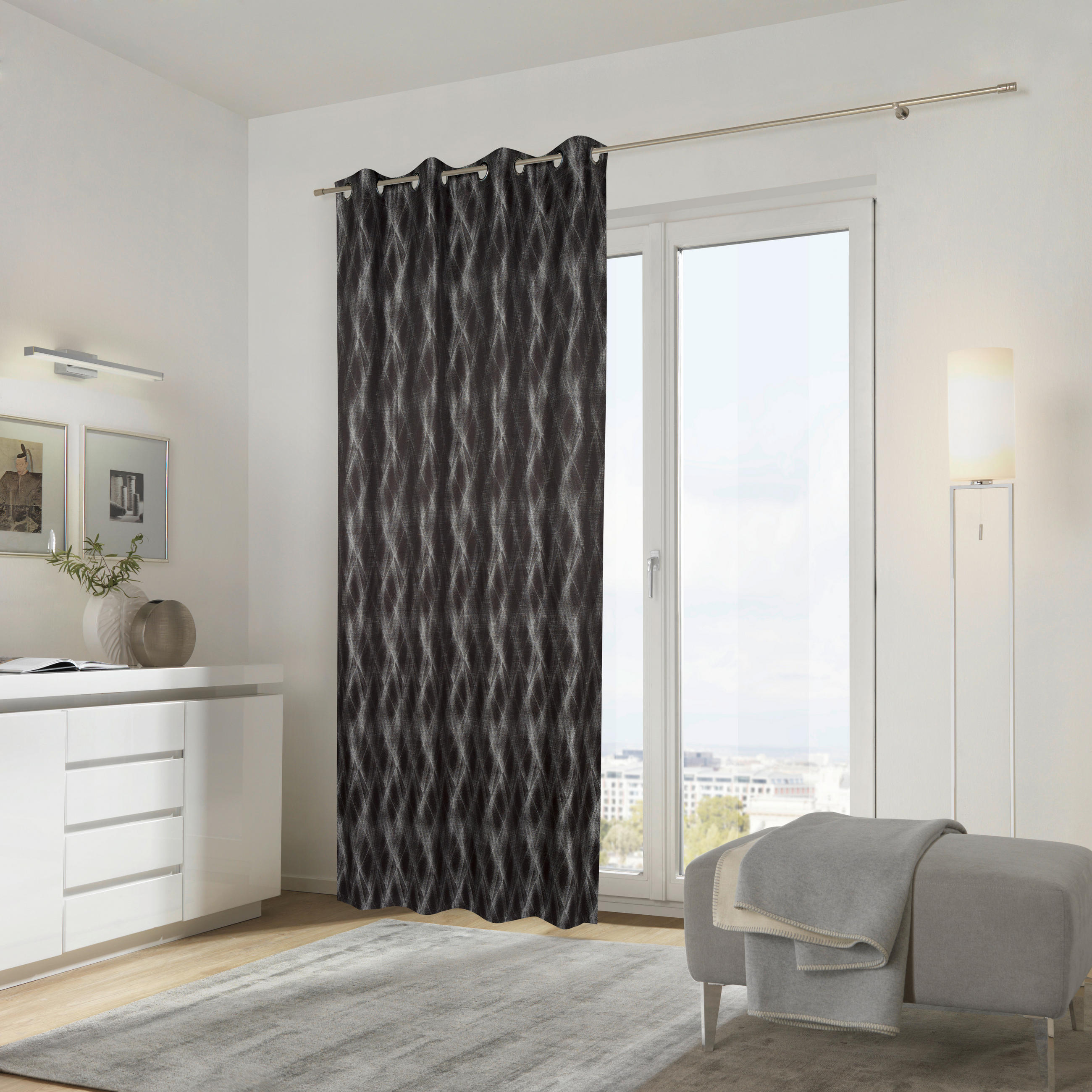 ÖSENSCHAL Narvik blickdicht 135/250 cm   - Schwarz, Design, Textil (135/250cm) - Ambiente