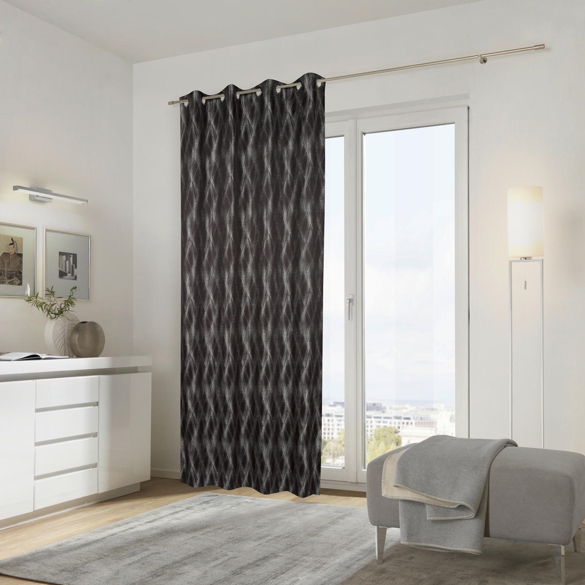 ÖSENSCHAL Narvik blickdicht 135/250 cm   - Schwarz, Design, Textil (135/250cm) - Ambiente
