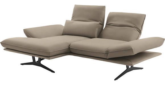 ECKSOFA in Echtleder Sandfarben  - Sandfarben/Gelb, Design, Leder/Metall (130/210cm) - Dieter Knoll