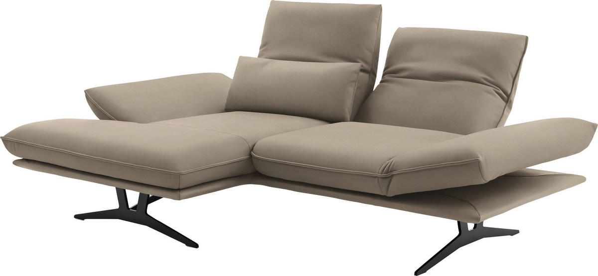 ECKSOFA in Echtleder Sandfarben  - Sandfarben/Gelb, Design, Leder/Metall (130/210cm) - Dieter Knoll