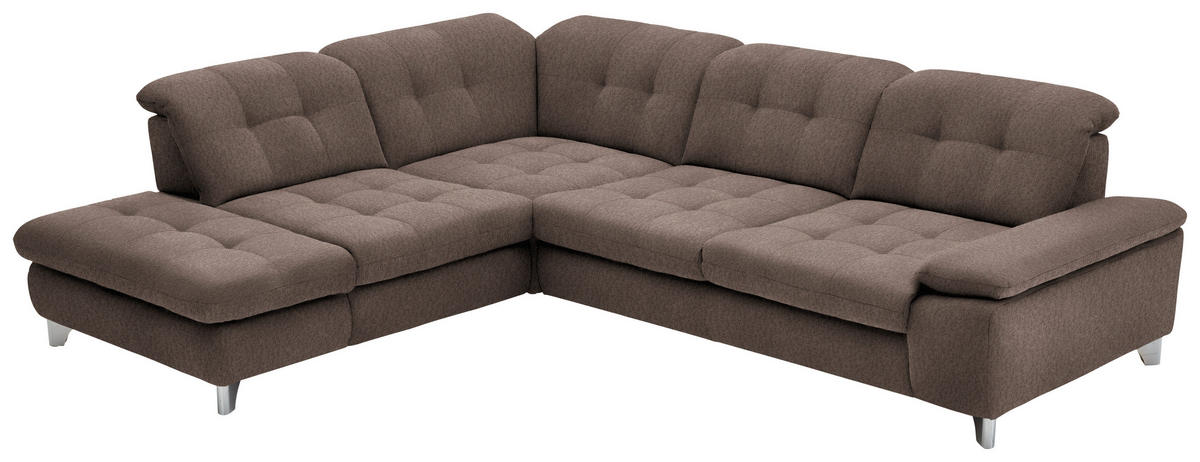 ECKSOFA in Chenille Braun  - Chromfarben/Braun, Design, Textil/Metall (260/310cm) - Beldomo Speed